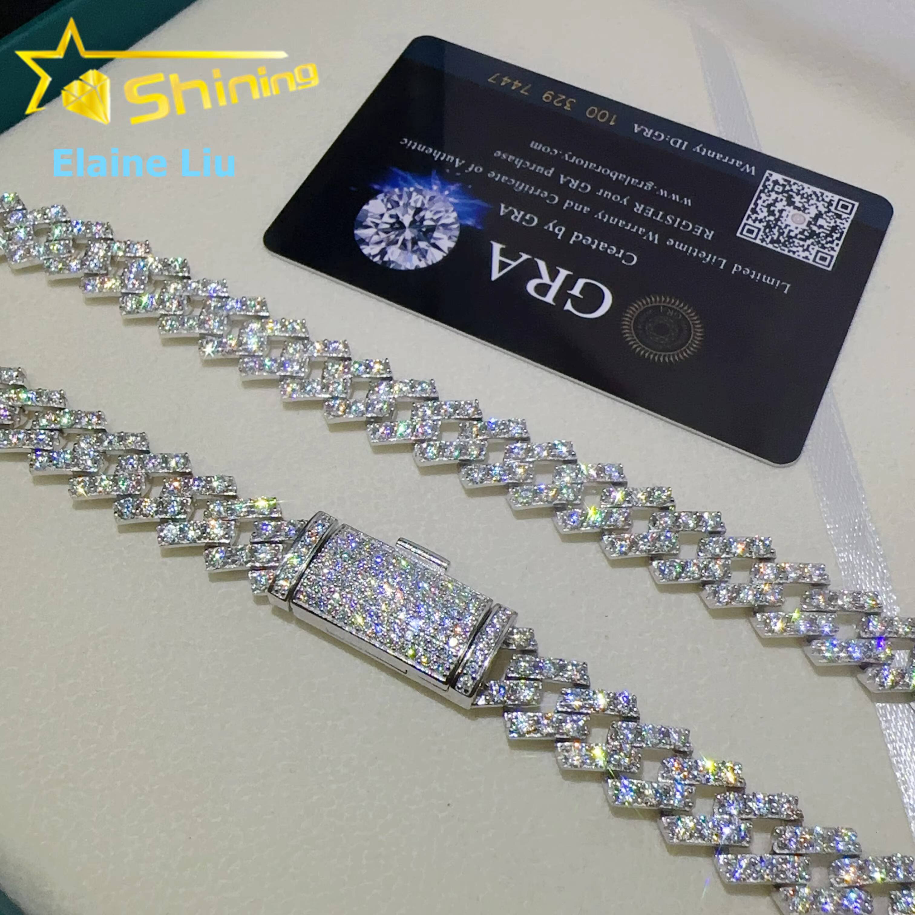 VVS Moissanite Diamond 925 Sterling Silver 126MM Iced Out Custom Moissanite Hip Hop Jewelry Miami Cuban Link Chain Necklace