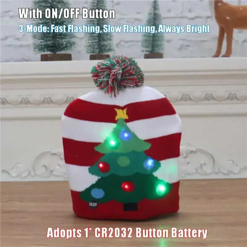 2024 New LED Christmas Hat Christmas Flash Light Up Knitted Hat Christmas Gift for KidsAdults Xmas New Year Party DecorationsW251027