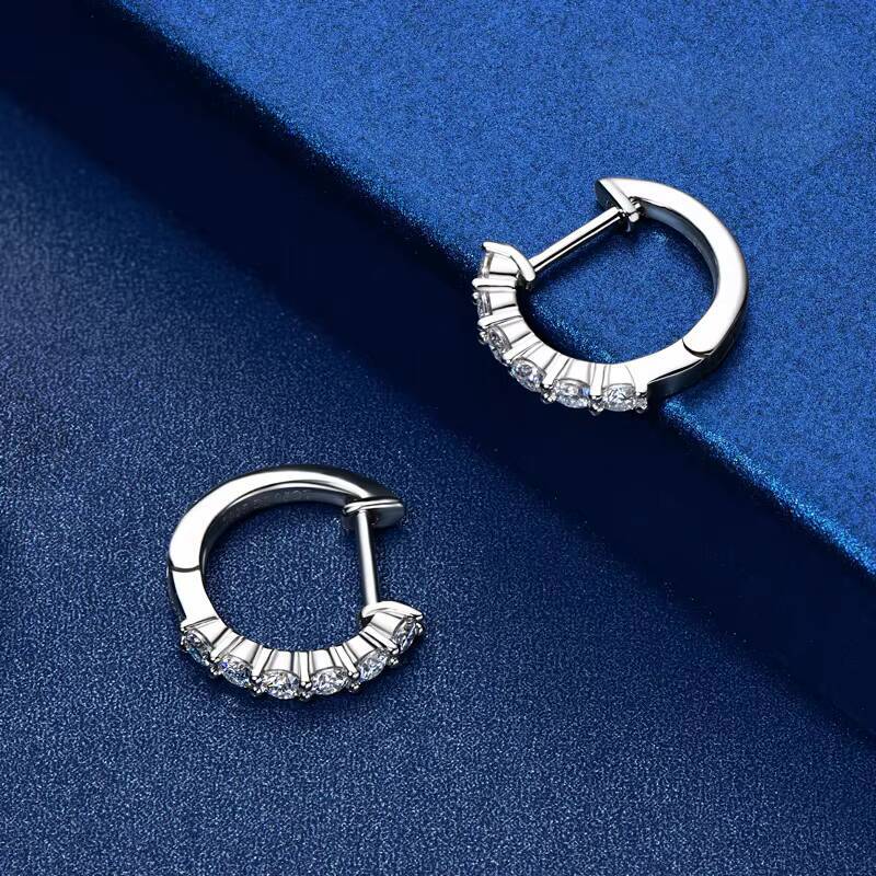 Sterling Silver 925 25mm 006CT Moissanite Sterling Silver Delicate Classic Huggie D Color Clip Earings for Women