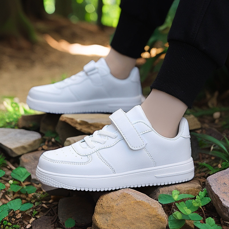 Kids Black White Shoes Boys Girls Board Sneakers Children Tennis Sports Shoes Happysteps for Boy Girl Big Plus Sizes US11C-7Y H1223
