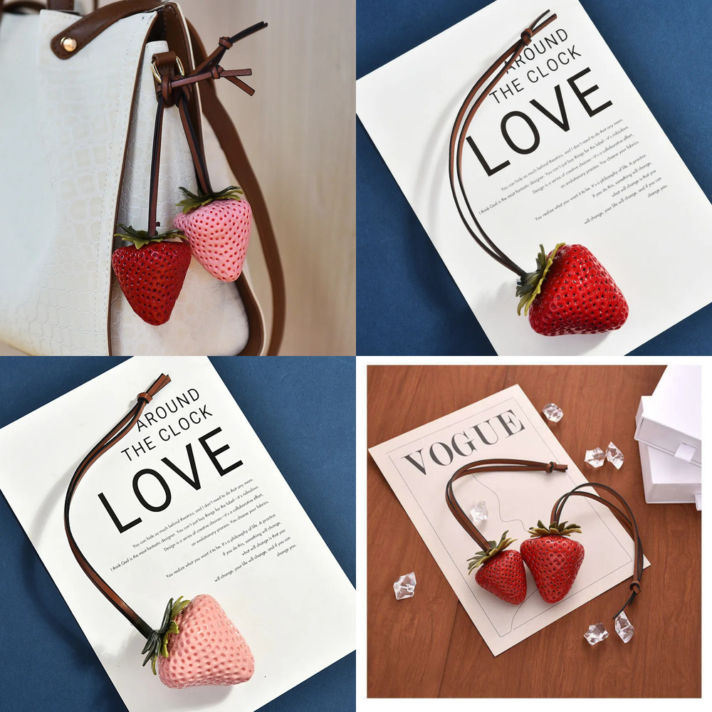 Designer Charms Bag charm 3D Resin Cute Hanging Decoration s designer Fashion style Acrylic Super Realistic Handmade Accessory Simulation Strawberry 1