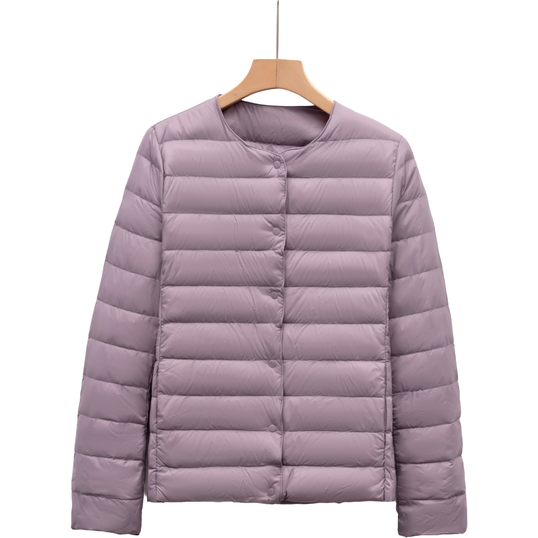 Women's Down & Parkas Minimalist Womens Solid Color Long Sleeve Down Jacket with Rounded Collar Perfect for Fall Winter