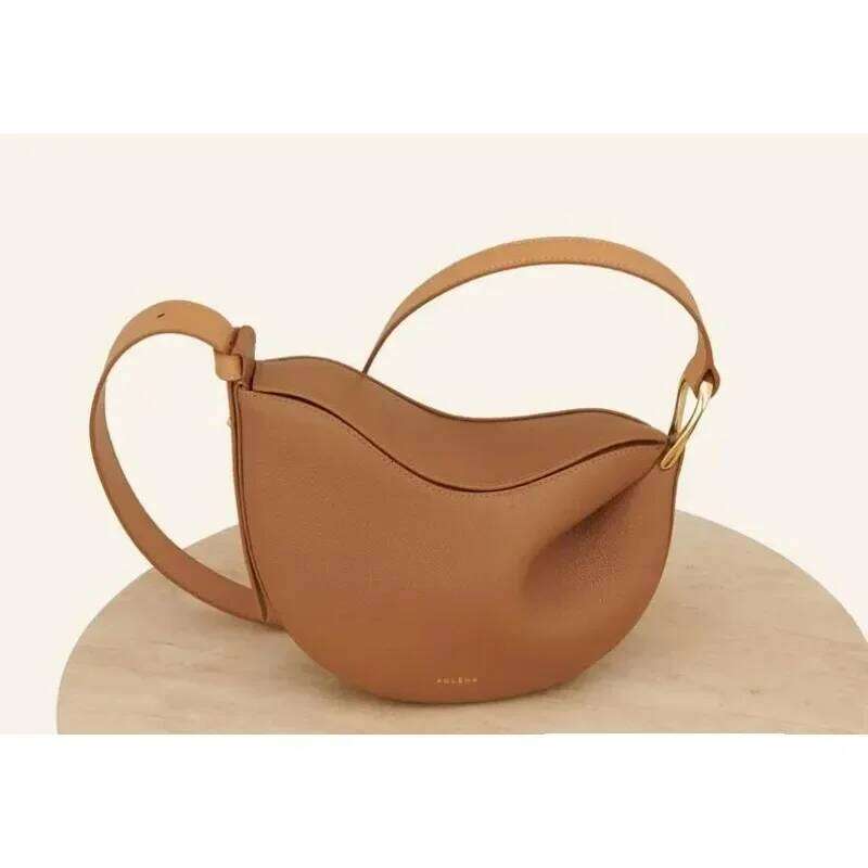 Genuine Leather Pea Women's 2025 Saddle Dumpling Bag, Small Shoulder Crossbody French Niche Bag