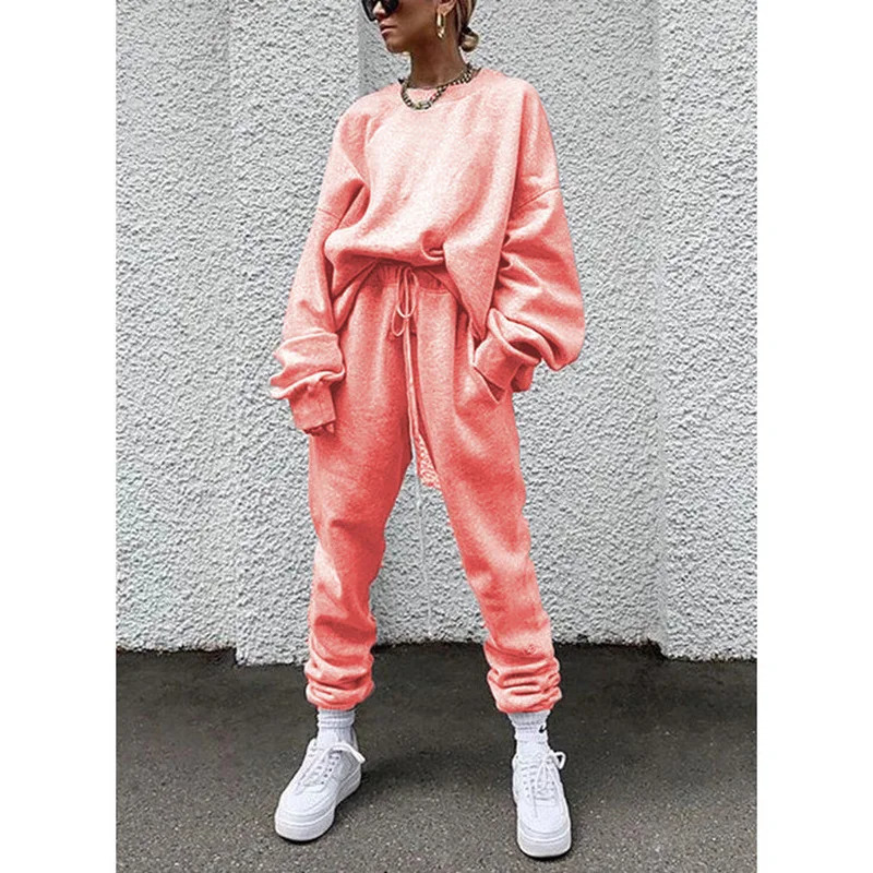 Oversized Womens Two Piece Set Hoodie Set Women Sport Suit Sweatshirt Autumn Winter Sportswear Running Sets 251027