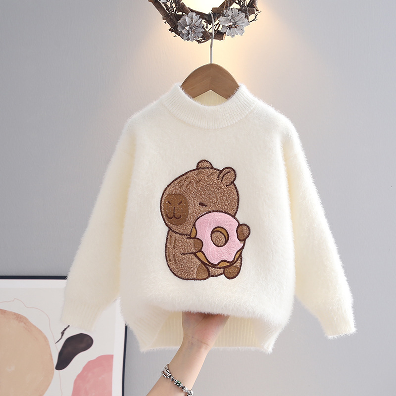 New sweater base knitted sweater fashionable thick imitation mink velvet autumn and winter pullover suitable for children and young girls