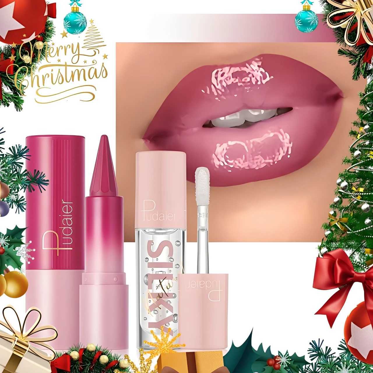 Silky lipstick and nourishing lip oil set matte pointed lipstick dualpurpose Christmas gift choice W251027