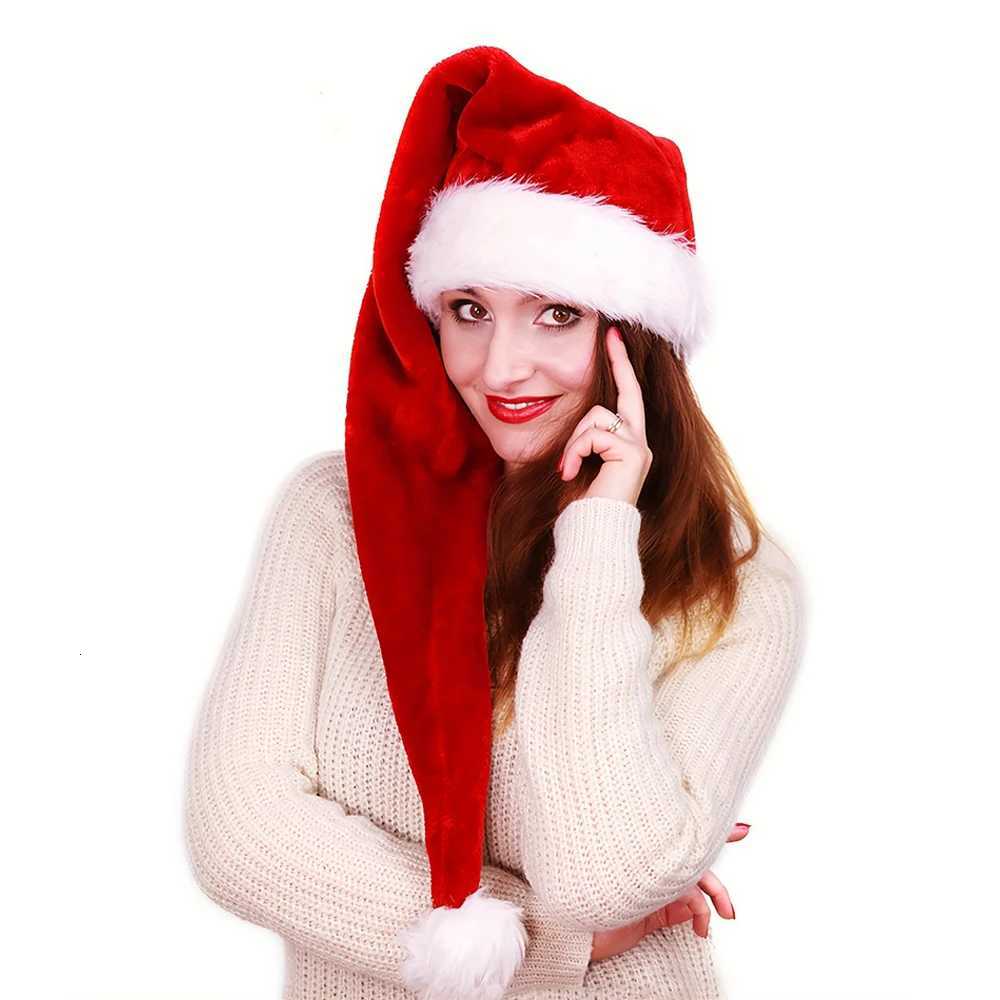75cm Long Christmas Hat Plush Santa Claus Hat for Adults and Kids Xams New Year Gift Festive Party Supplies Christmas DecorationW251027