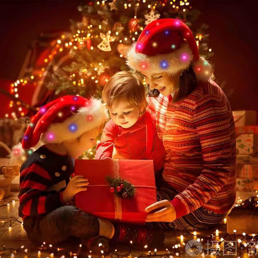 Light Up Christmas Santa Hat Red Velvet Xmas Costume Hats for Adult Women Men Party Holiday Unisex New Year Festive Headwear wiW251027