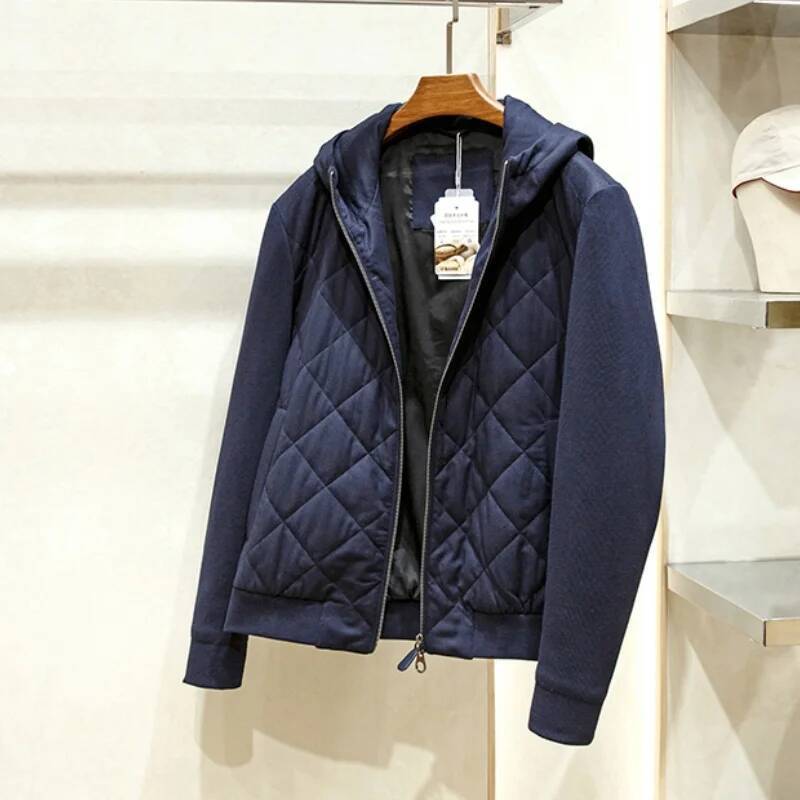 High-Efficiency Fleece Old Money Wind-Resistant Fall-Winter Men's Knitted Warm Cotton Coat, Dia-Shaped Outerwear