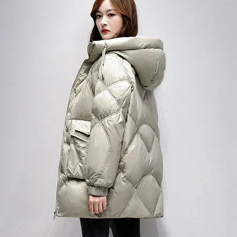 CottonPadded Womens Korean HighGrade Long Down Cotton Coat Thicke Warm Hooded Parker Overcoat Female Casual Padded Jacket 251027