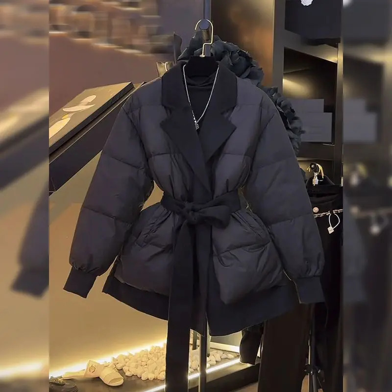 Woman Winter Clothing Parkas Long Female Womens Spring Jackets Down Outerwear Short Coats Waist Belt 251027