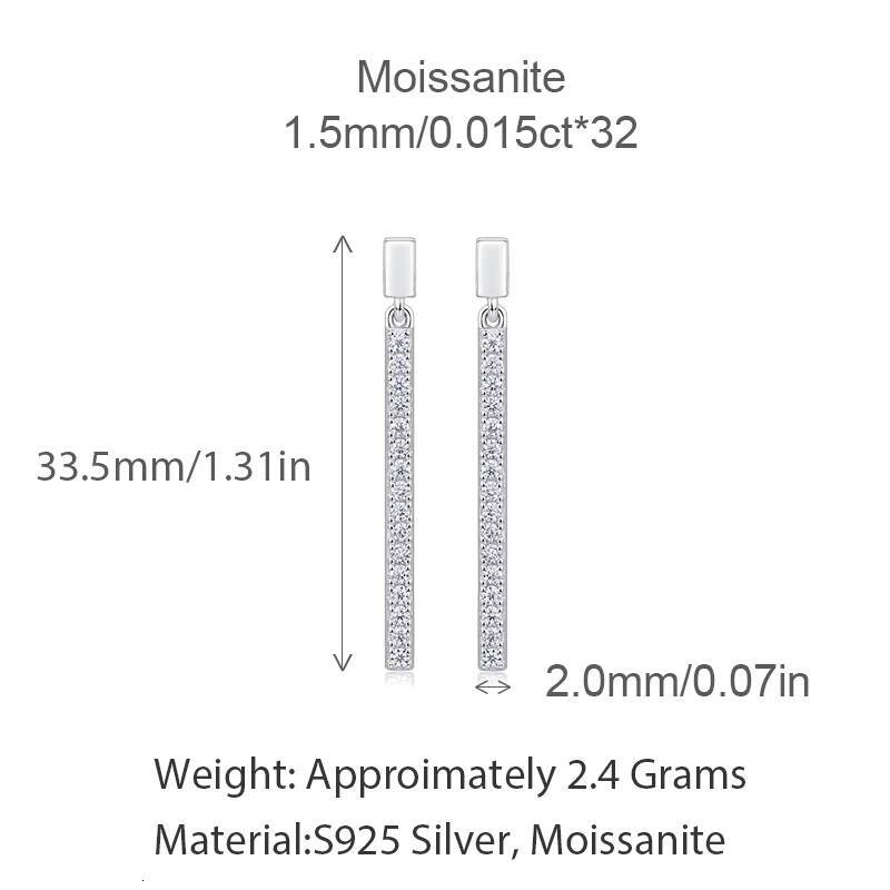 Fashion S925 Sterling Silver Ladies Fine Accessories Female Mutigems Earrings Moissanite Women Stick Earrings
