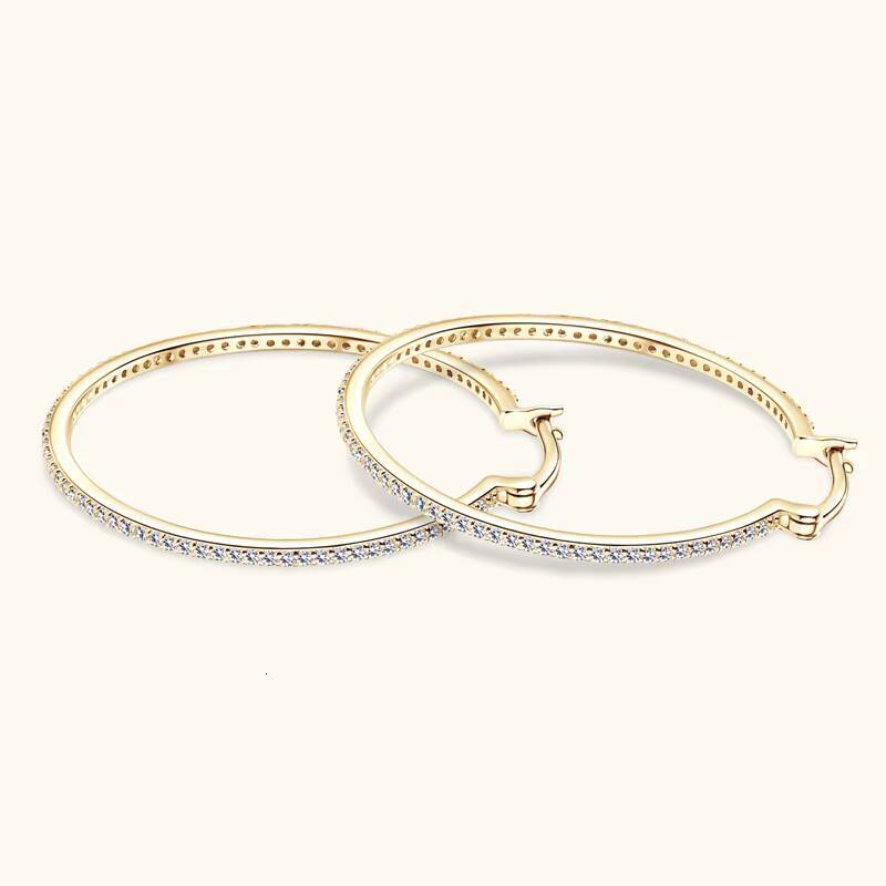 30mm 40mm Hoops Fashion Big Large Hoop Earrings 925 Sterling Silver Full Round Cut Moissanite Earrings for Women