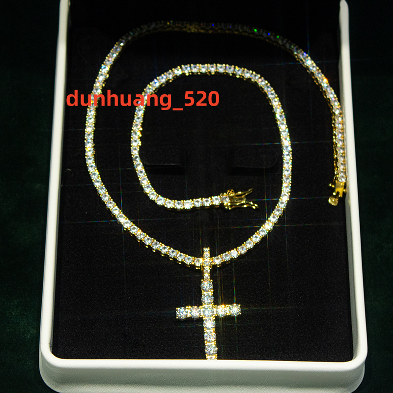 Pass Diamond Tester Hip Hop Jewelry Charms Iced Out 4mm 925 Silver VVS Moissanite Tennis Chain Necklaces