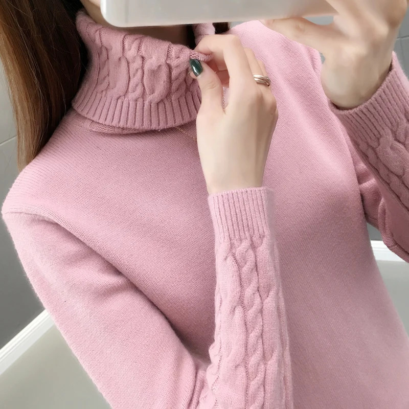 Women Sweater Turtleneck Pullovers Autumn Winter Sweaters 2025 Long Sleeves Thick Warm Female Sweater Khaki 251027