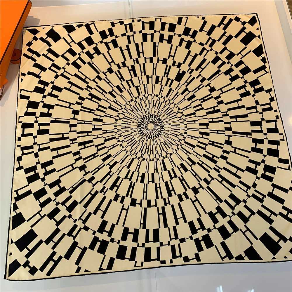 90cm Square Scarf Luxury Twill Silk Rold Scarf Hijab Brand Wen Scarf Handmade Curd Ladder Ladies Foard band BandanaW251027