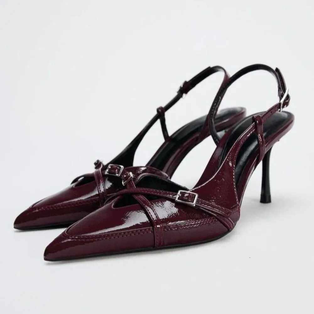 Sexy Pointed Toe Thin Heels Mules Shoes Women Belt Buckle Elegant Fi Party Shoes Designer Slingbacks Sandals Women PumpsXJ251027