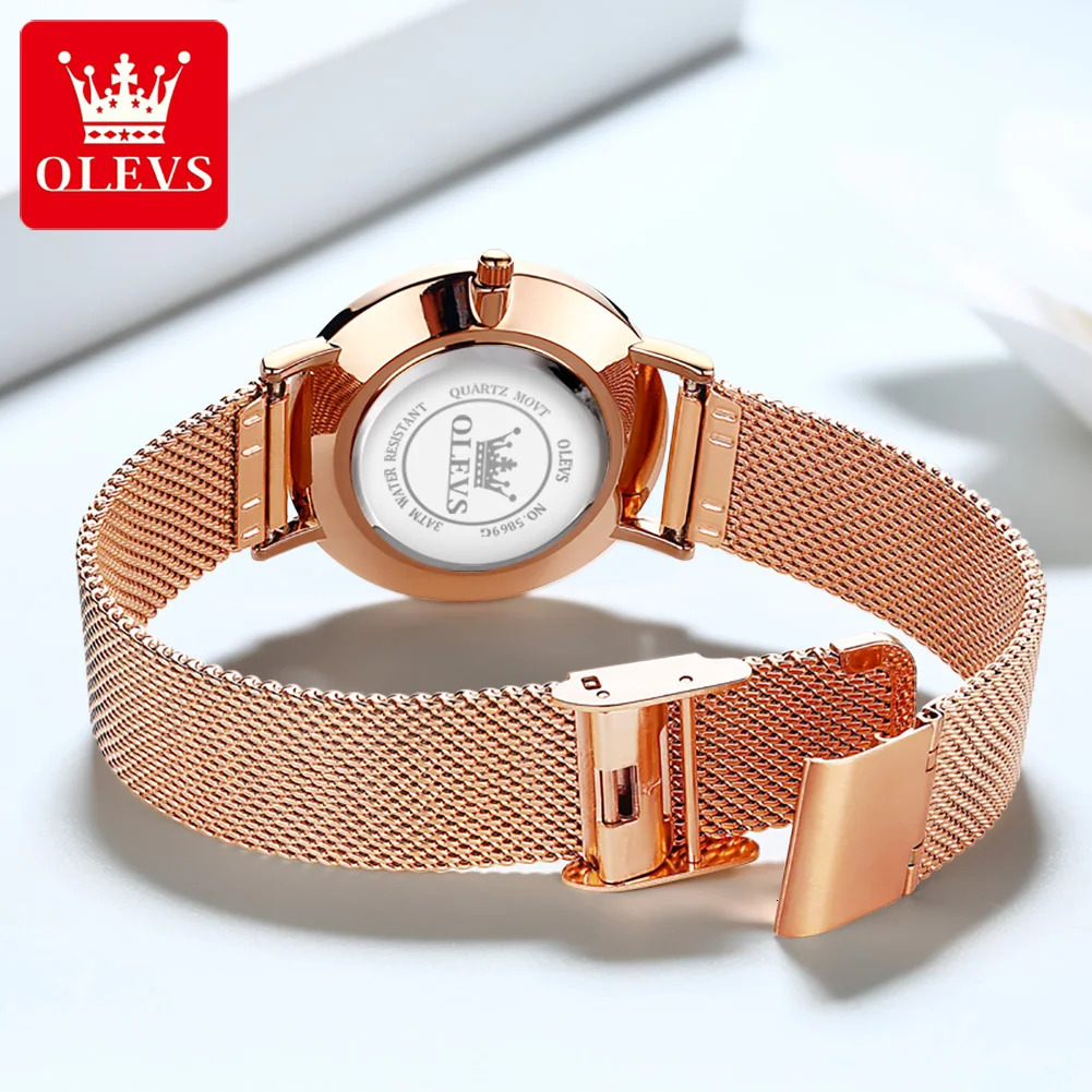 OLEVS 5869 Fashion Womens Watches Milanese Mesh Belt Waterproof Simplicity Versatile Quartz Watch for Lady Original Wristwatch 251021