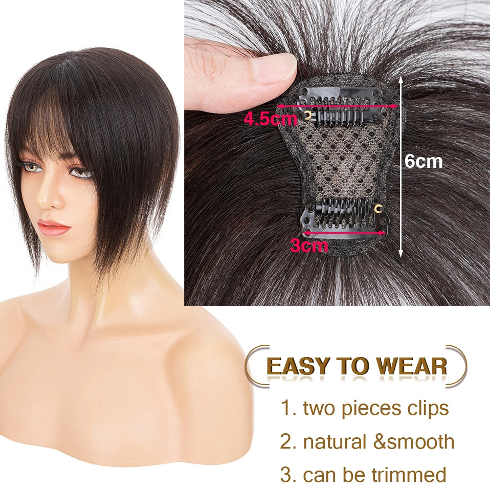 Snoilite 24x315 Fringe Air Bang 100 Human Hair Topper Natural Hairline for Women Clip In Hairpieces 10g Light Bangs 10 251014
