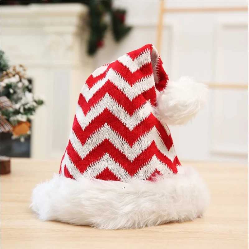 New Christmas Hat Plush Knitted Santa Claus Hat Warm Enlarged And Thickened Large Ball HatW251027