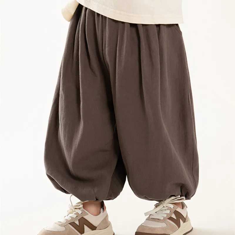 2025 Spring Autumn Kids Thin lantern pants solid color loose harem pants Comfortable and breathable Boys Girls TrousersT251027