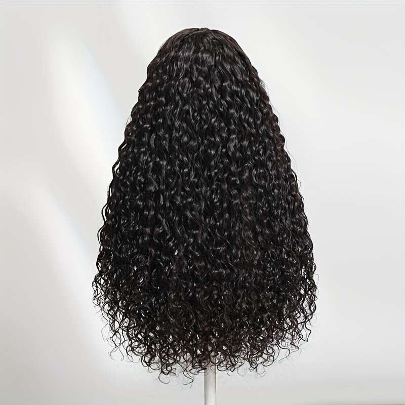 Klaiyi 13X4 Water Wave With Drawstring Pre Everything Human Hair Lace Frontal Put On And Go Glueless Wig