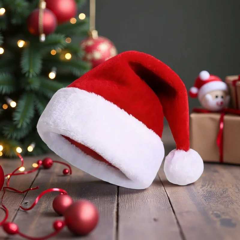 Thick Brimless Christmas Hat With Added Velvet For Adults And Children Christmas Decorations With Long And Short Velvet HatW251027