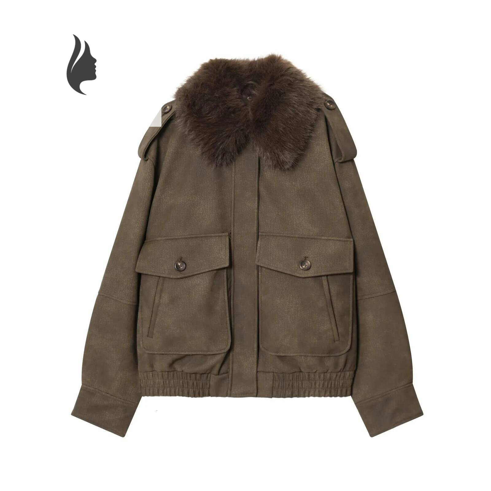 winter jacket women Autumn New Product Women's Clothing American style Flip Anti Veet Effect Detachable Collar Jacket Coat