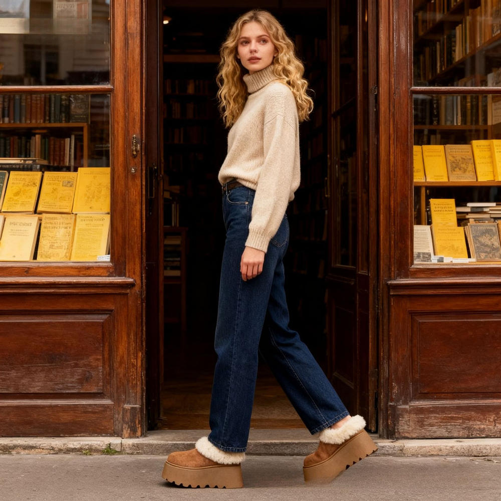 Thick soled warm, fashionable and elegant cotton shoes European and American style winter new comfortable lazy style women's snow boots designer 