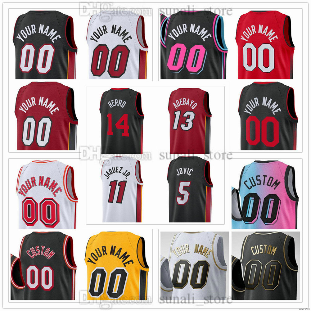 Men's XS-6XL Basketball Jerseys Tyler 14 Herro Bam 13 Adebayo Terry 2 Rozier III Jaime 11 Jaquez Jr. Nikola 5 Jovic Kel'el 7 Ware Keshad 16 Johnson 3 Wade 6 James Printed