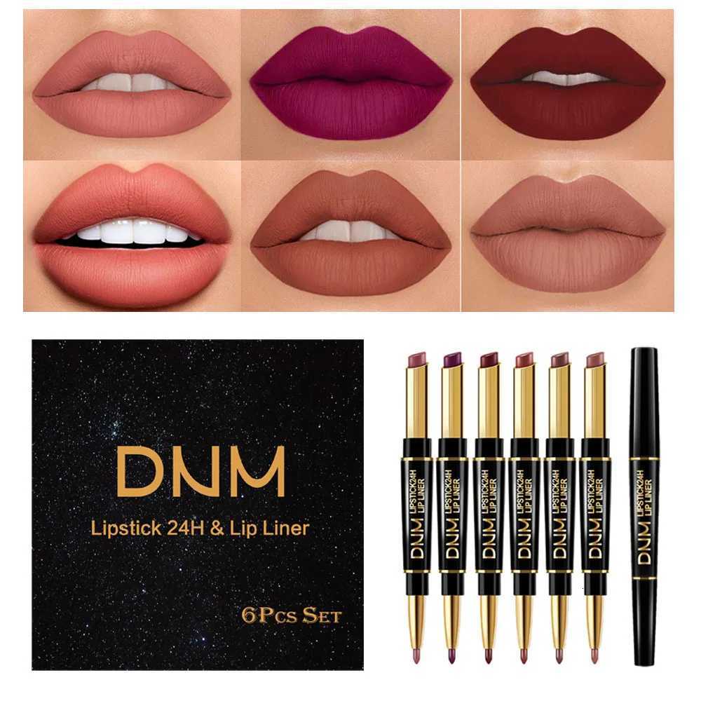 6PCSSET Double Ended Matte Lipstick Makeup Long Lasting Waterproof Nude Lipsticks Lips Liner Pencil Woman Cosmetics Beauty Kit W251027