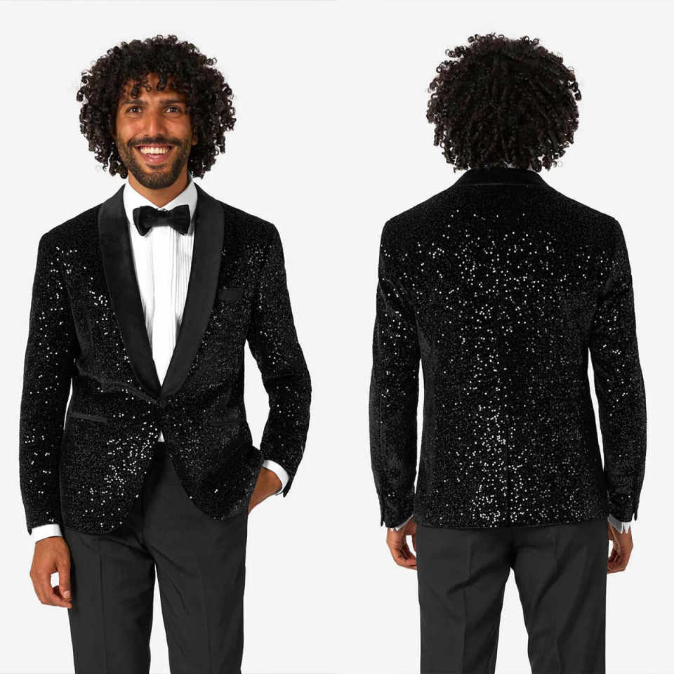 Sparkly Sequins Wedding Tuxedos 2 Piece Set Jacket Pants Men Suit Shawl Lapel One Button Groom Wear Party Suits Customized