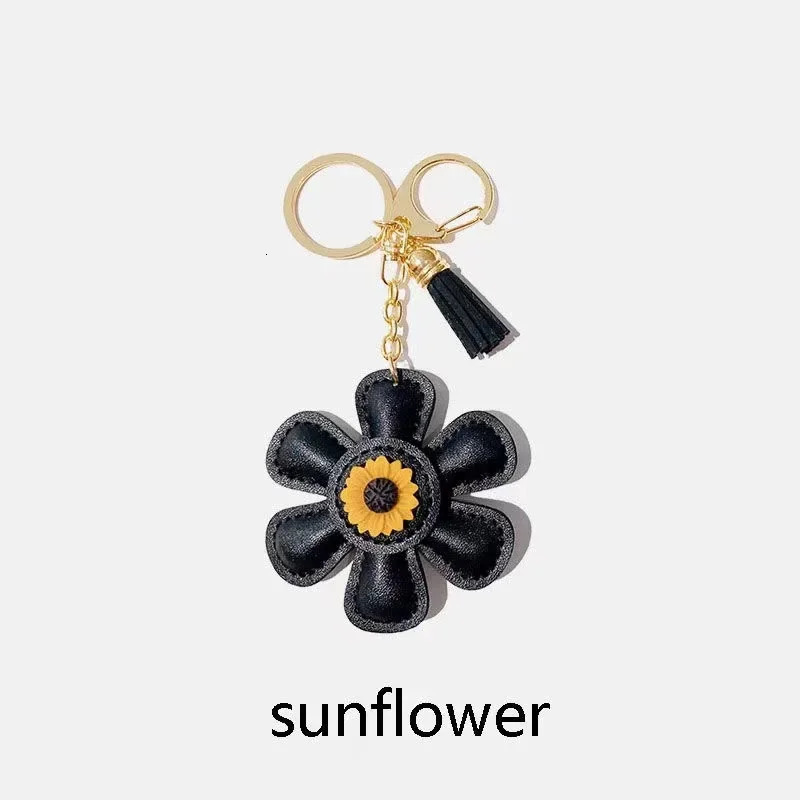 Sunflower bag pendant leather keychain Valentines Day Mothers Day various colors of flower bud pendant 251021