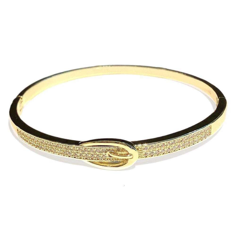 Bracelet Designer luxury bangle Copper Gold-Plated Fashion Simple High-End Shiny Electroplated Full Zircon Belt Buckle for Women