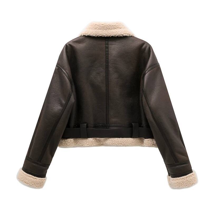 winter jacket women RARF New Woman's Fashion Thick Warm Faux Shearling Jacket Coat Vintage Long Sleeve Belt Hem Female Outerw