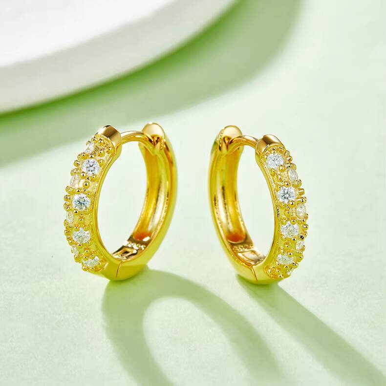 Wholesale New Product Double Row Hoop 925 Sterling Silver Claw 16mm Moissanite Hoop Earrings for Women