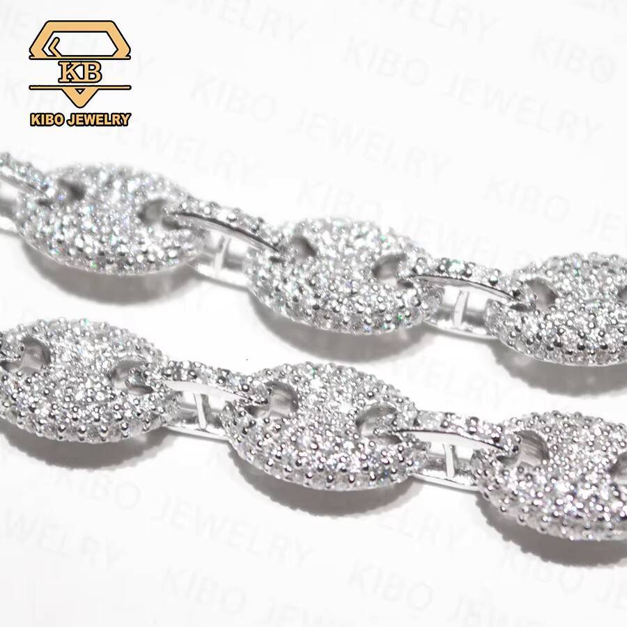 New Design Hip Hop Jewelry Iced Out Cuban Link Chain 8mm Pig Nose Chain Moissanite Cuban Chain Necklace