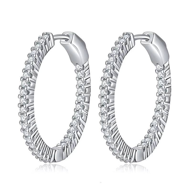 New Earrings Wholesale S925 Silver Large Size 15mm20mm25mm35mm Hoop Earrings for Women Highend Moissanite Earrings