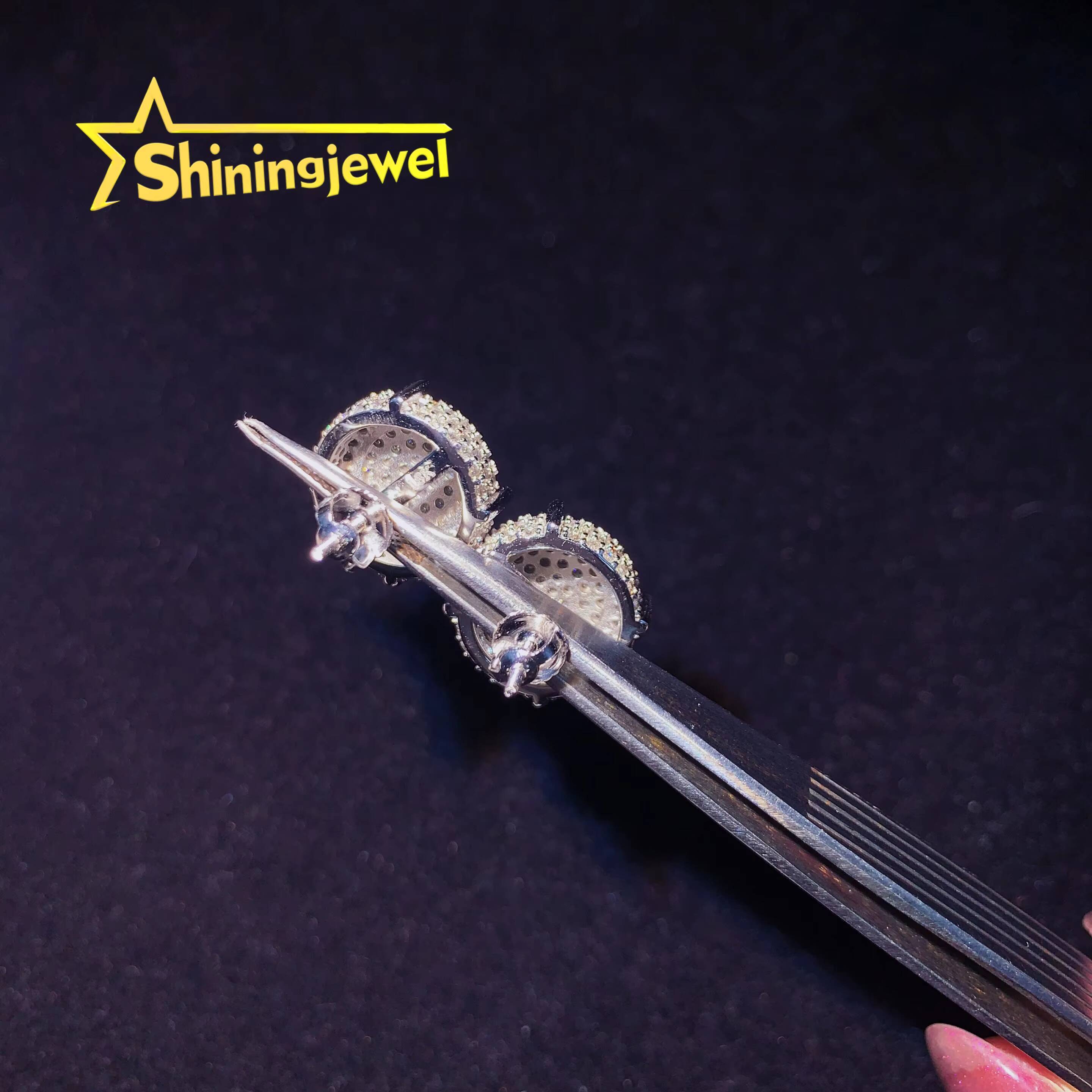 Big Thick Circle 14mm Iced Out Earrings Studs Rapper Jewelry GRA Certification Pass Diamond Tester 925 Moissanite Stud Earrings