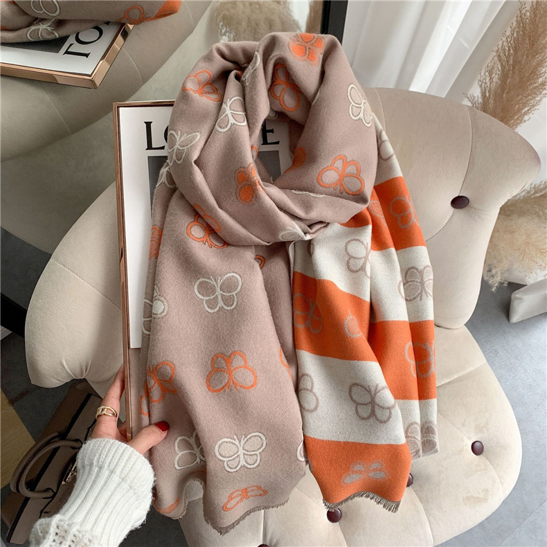 Free shipping Designer Scarves Autumn Winter New Double sided Scarf for Women Thickened Warm Fashionable Shawl Neck