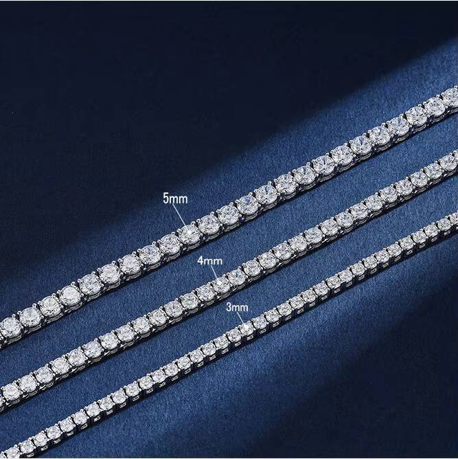 Moissanite Chain Iced Out 925 Silver Moissanite Bracelet Tennis Chain Spring Clasp VVS D Tennis Necklace Pass Diamond Tester