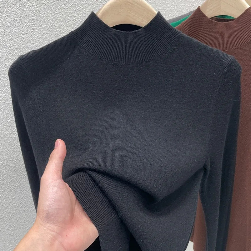 AOSSVIAO Women Autumn Winter 2025 Fashion Turtleneck Jumpers Female Slim Fit Sweater Ladies Solid Color Knitted Soft Pullovers 251027