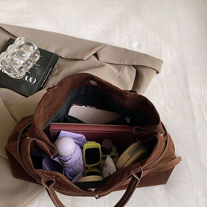 Buckle Decorative Design Solid Faux Suede Handbag Large Capacity Casual Tote 2025 Latest Designer Hot Sale Bags For Women