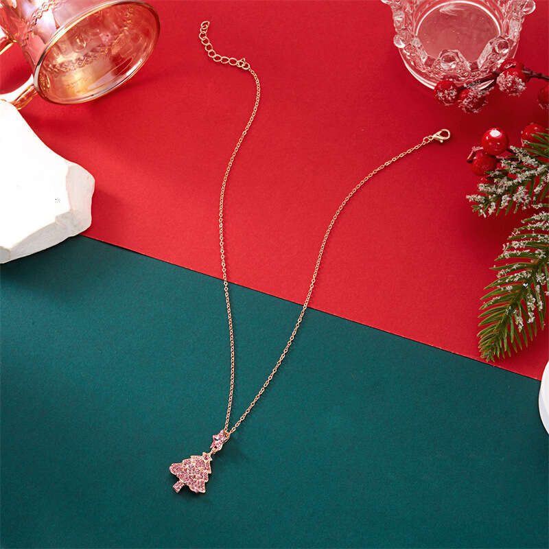 Hot Sale New Fashion Versatile Light Snowflake Christmas Tree Pendant Necklace Simple Jewelry for Women