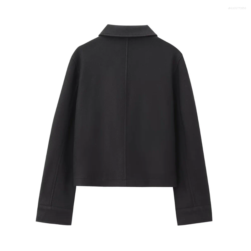 Women's Jackets Loose Pocket Decoration Soft Lapel Long Sleeved Jacket For Autumn And Winter Style