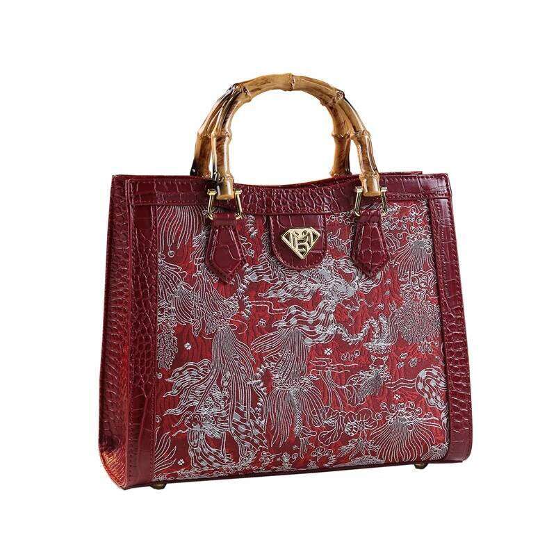 2015 Fashion Genuine Leather Women Handbags Embroidery Design Shoulder Messenger Bag Mom Portable Tote Bags