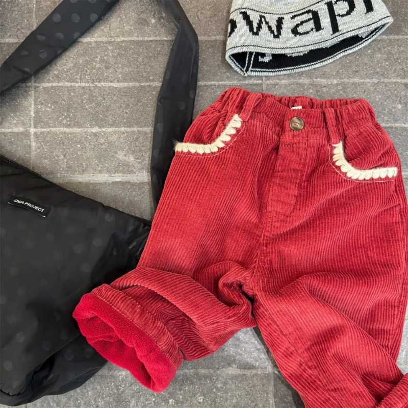LILIGIRL 2025 Children Pants Korean Style Girls Trousers Corduroy Thicken Lining Pants Girls Pants 16 YT251027