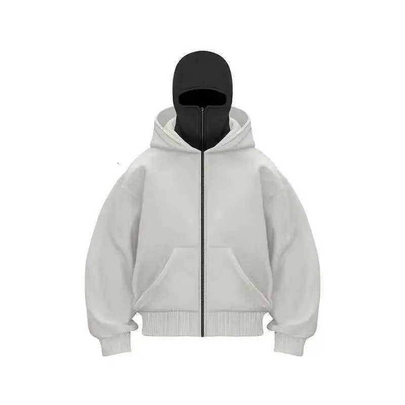 Mens Winter Hoodie with Balaclava Face Mask Zipper Design Sports Jacket for Outdoor Activities Hiking Travel Running Sweatshirt W251027