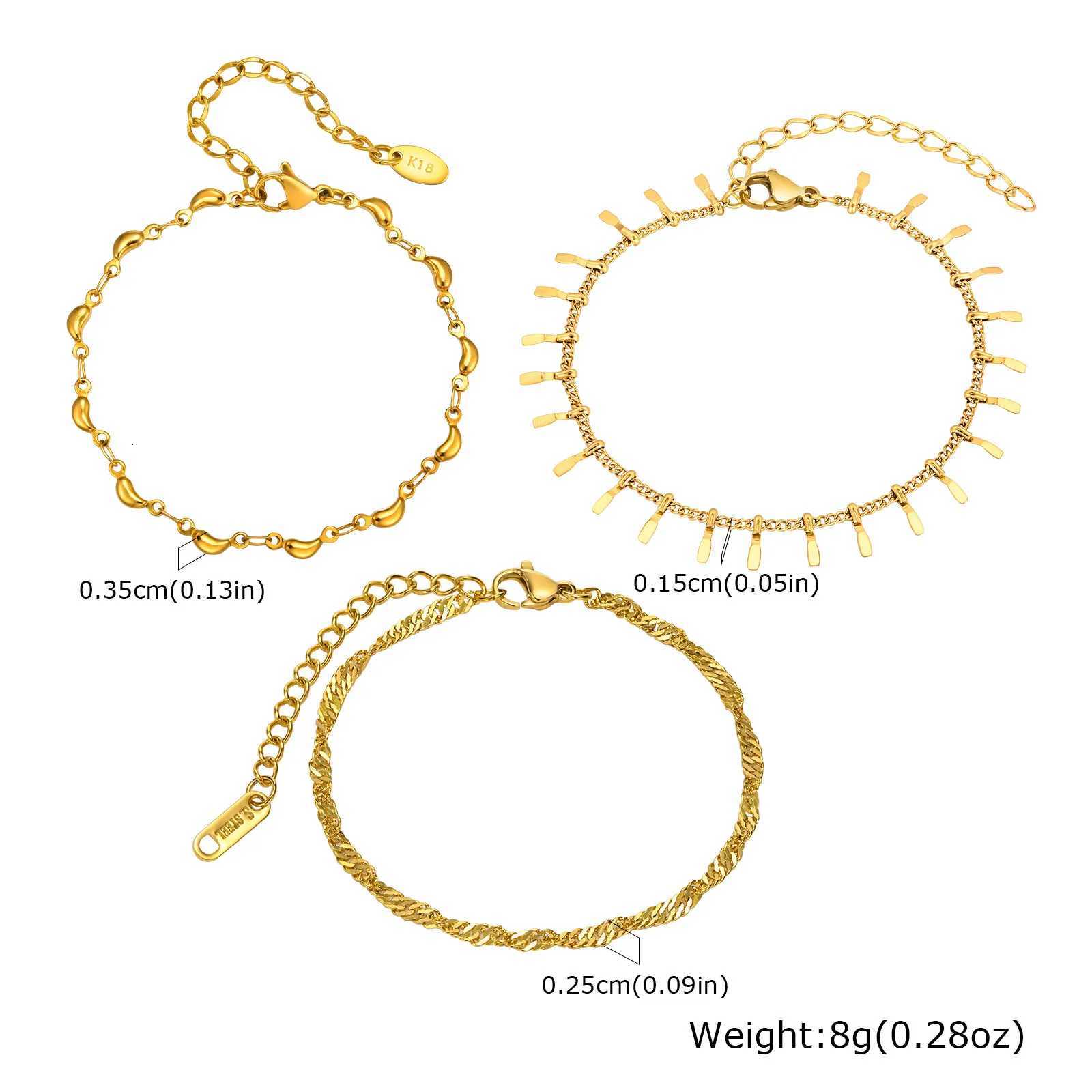Gold Plated Link Bracet for Wen Stainss Steel Stackab Chain Wristband Adjustab Waterproof JewelryW251027