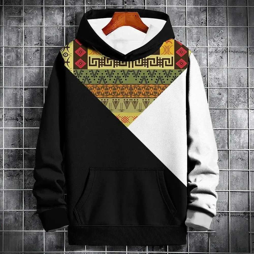 New Autumn Hoodie For Men 3d Ethnic Pattern Patchwork Print Long Sleeve Sweatshirt Fashion Street Hoody Pullover Oversized Tops W251027